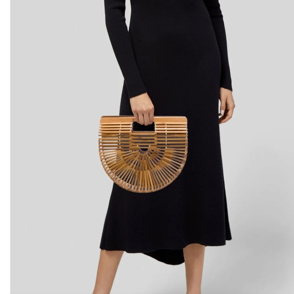 BAMBOO Natural Half-Moon Clutch